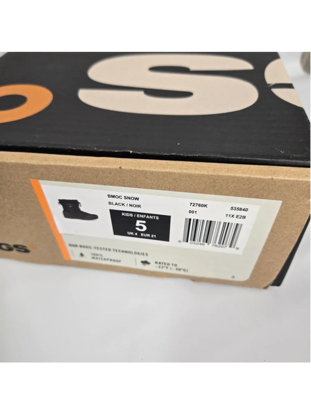 Bogs B-Moc Puff Winter Boots Kids 5 Black Waterproof Snow Boots Insulated NWT